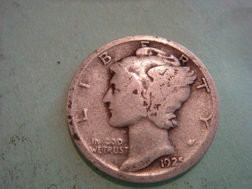 1925 P  Mercury Dime - worn album filler actual coin photo