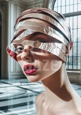 AI Beautiful Woman with Rose Metal Head Piece – 3 Digital Photos Download