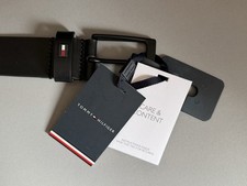 Image of Tommy Hilfiger Men's Leather Belt Black Size 85 S BNWT Brand New With Tags