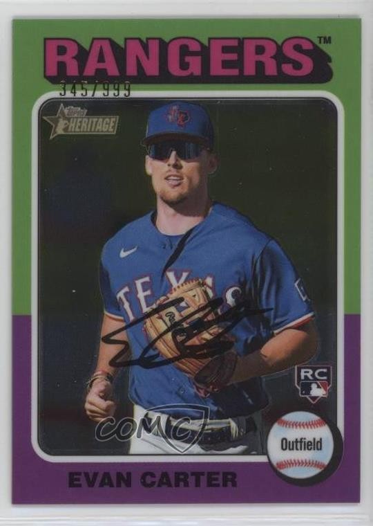 2024 Topps Heritage Chrome 345/999 Evan Carter #170 Rookie RC 0ux3
