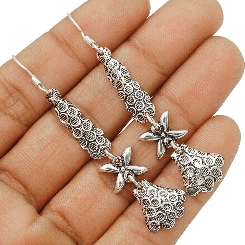 Handmade Silver Designer 925 Solid Sterling Silver Earrings Jewelry 