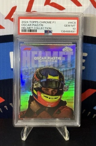 2024 Topps Chrome Formula 1, OSCAR PIASTRI #HC8 PSA 10 GEM - HELMET COL-MCLAREN