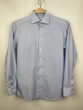 Eton Slim Fit Dress Shirt Blue Stripe Cotton Size 40 / 15 3/4 Made in Romania