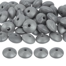50Pcs 12mm Silicone Lentil Beads Loose Abacus Bead for DIY Silver