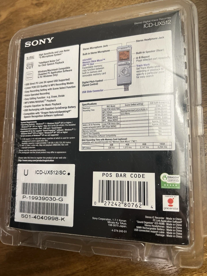 SONY Stereo Digital Voice Recorder ICD-UX512 2gb Thumb Drive MP3 Player SDSlot - Image 3 of 4