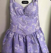 Girls S Purple Floral Fit & Flare Short Formal Dress Bow Zip Tulle Lined