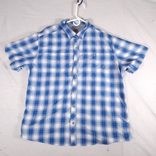 Eddie Bauer Travex Button Shirt Mens 2XL Plaid Honeycomb Weave Quick Dry Travel