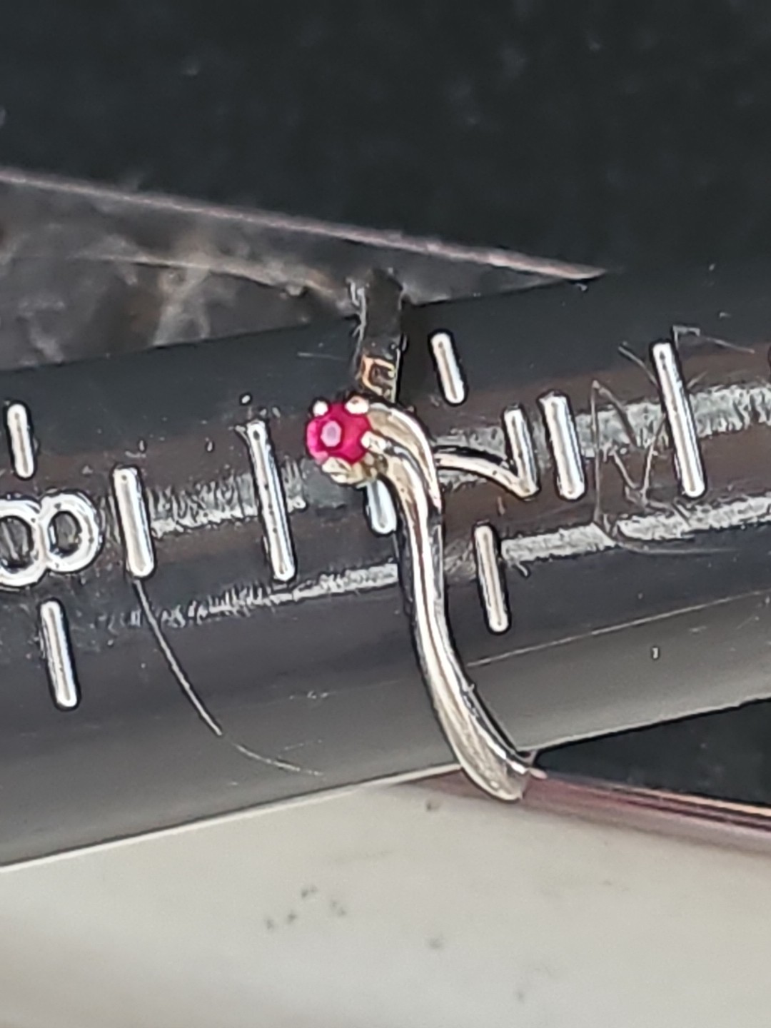 Vintage Sterling Mini Ruby Solitaire Ring 7 - image 1