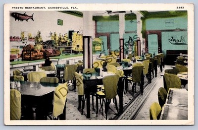 K55/ Gainesville Florida Postcard c1910 Presto Restaurant Interior 344