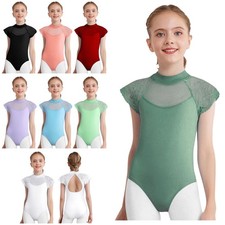 Girls Gymnastics Ballet Dance Tank Leotard One-Piece Sports Unitards Bodysuit