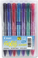 Frixion Clicker Erasable Gel Pens, Extra Fine Point 0.5 Mm, Pack of 7, Assorted