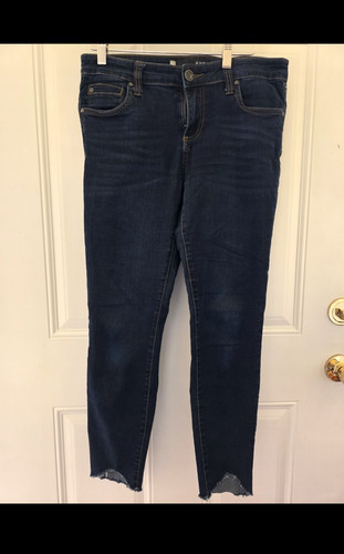 KUT from the Kloth Women’s Dark Wash Blue Denim Skinny Jeans Button Zip 5-Pocket