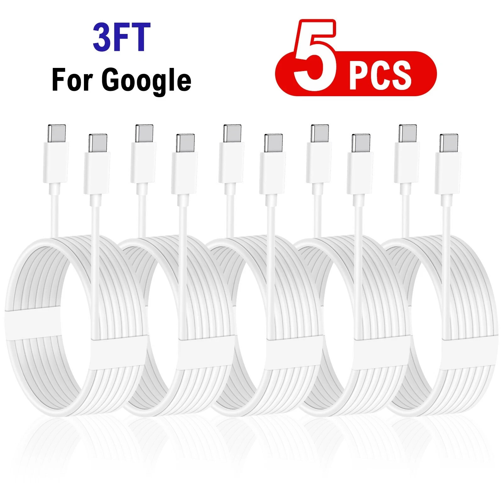 5-Lot 240W 1M Type-C Fast Charging Cable for Samsung S25 Ultra S24 S23 S22 S21