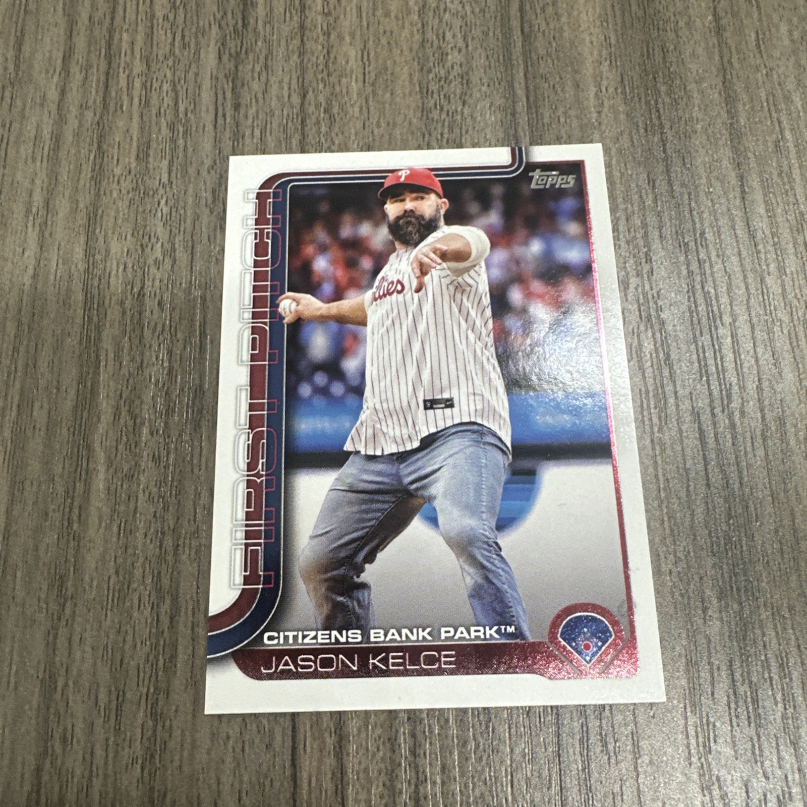 🔥2025 Topps Series 1 #FP-1 Jason Kelce - First Pitch Citizens Bank Park🔥