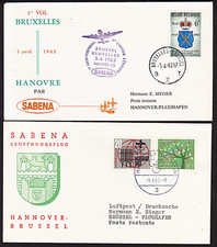 ✈ 2x SABENA "Brüssel - Hannover" u. zurück 1963 Erstflüge !!