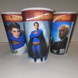 Superman Slurpee Promotional Collectible Drink Cups Lot of 3 Kryptonite Ice