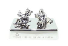 Verchromt Briefbeschwerer mit Mutter Vater und Kind Figuren von Rex Erdal