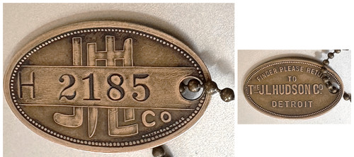VTG Charge Coin Brass Tag: J L Hudson Co; Iconic Detroit MI Department Store