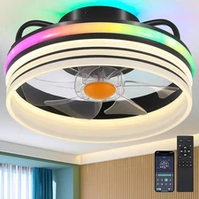 13 Modern Ceiling Fan With LED Light,Remote And APP Control,for Small - 13