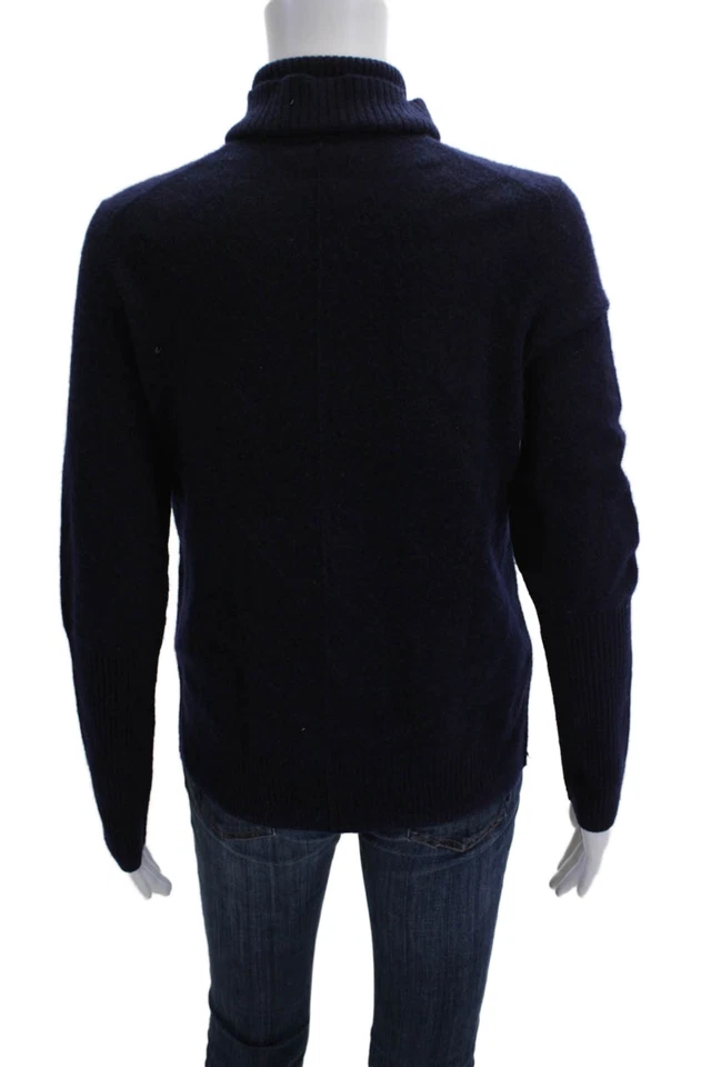 Aqua Unisex Dark Blue 100% Cashmere Turtleneck Pullover Size M - Image 3 of 4