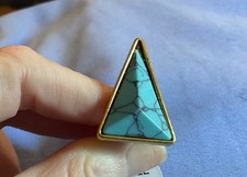 Turquoise colored Blue Howlite TRIANGLE Stone STATEMENT Ring Size 6 1/4