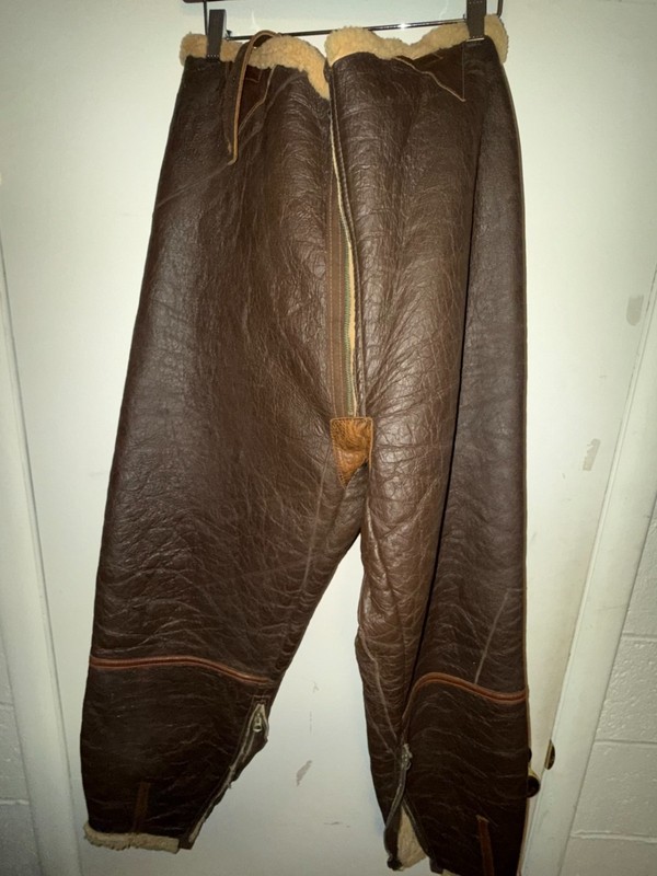 WWII US Army Air Force B-1 Shearling Lined Leather Mechanic Trousers Spec 3085 M