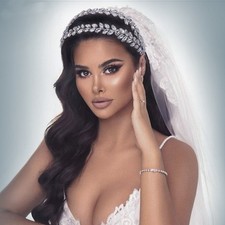 Silver Double Strand Rhinestone Bridal Headband Wedding Hair Accessory