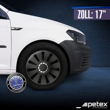 Auto Zubehör Zafira 4er Set Radabdeckungen 17 Zoll – Schwarz & Silber GTX Carbon Nabenkappen Felgenaufkleber Motorrad 17 Zoll