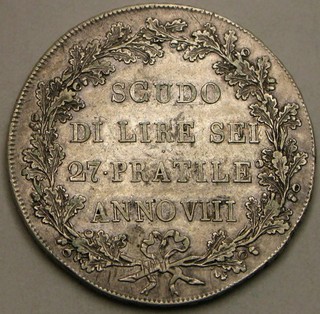 CISALPINE Republic (Italy) Scudo / 6 Lire 8 (1800) Silver 0.896 VF 2095