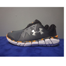 New Under Armour Charged Unisex Kids Running Shoes Black Gray Orange Mesh 4Y