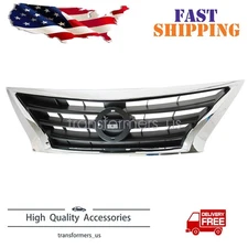 Front Upper Grille w/Chrome Trim Fit Nissan Versa 2015 2016 2017 2018 2019