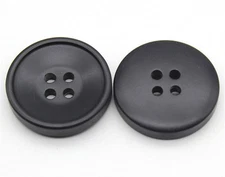 6 PCS Resin Buttons 4 Holes Round for Coats Jackets Sewing Crafting 30mm Black