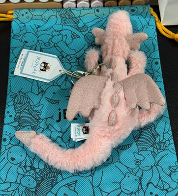 Jellycat Pink Dragon Plush Bag Charm Keychain Soft Suffed Toy Cute Gift NWT