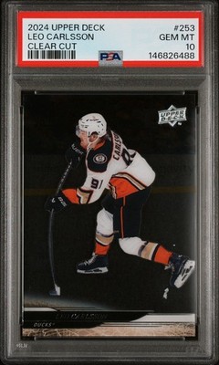 2024-25 Upper Deck Series 2, #253 Leo Carlsson, ANA, CLEAR CUT, PSA 10