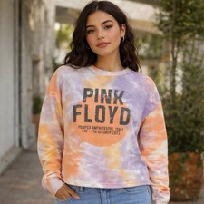 NEW Pink Floyd Tie Dye Rock Vintage Band Sweatshirt Juniors Size Large Cropped