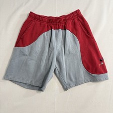 Mens Nike Club Sportswear Sweat Shorts Red Gray Fleece Pockets Logo Size Large