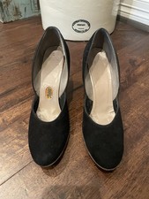 Vintage Black High Heels Velvet Very Narrow Petite