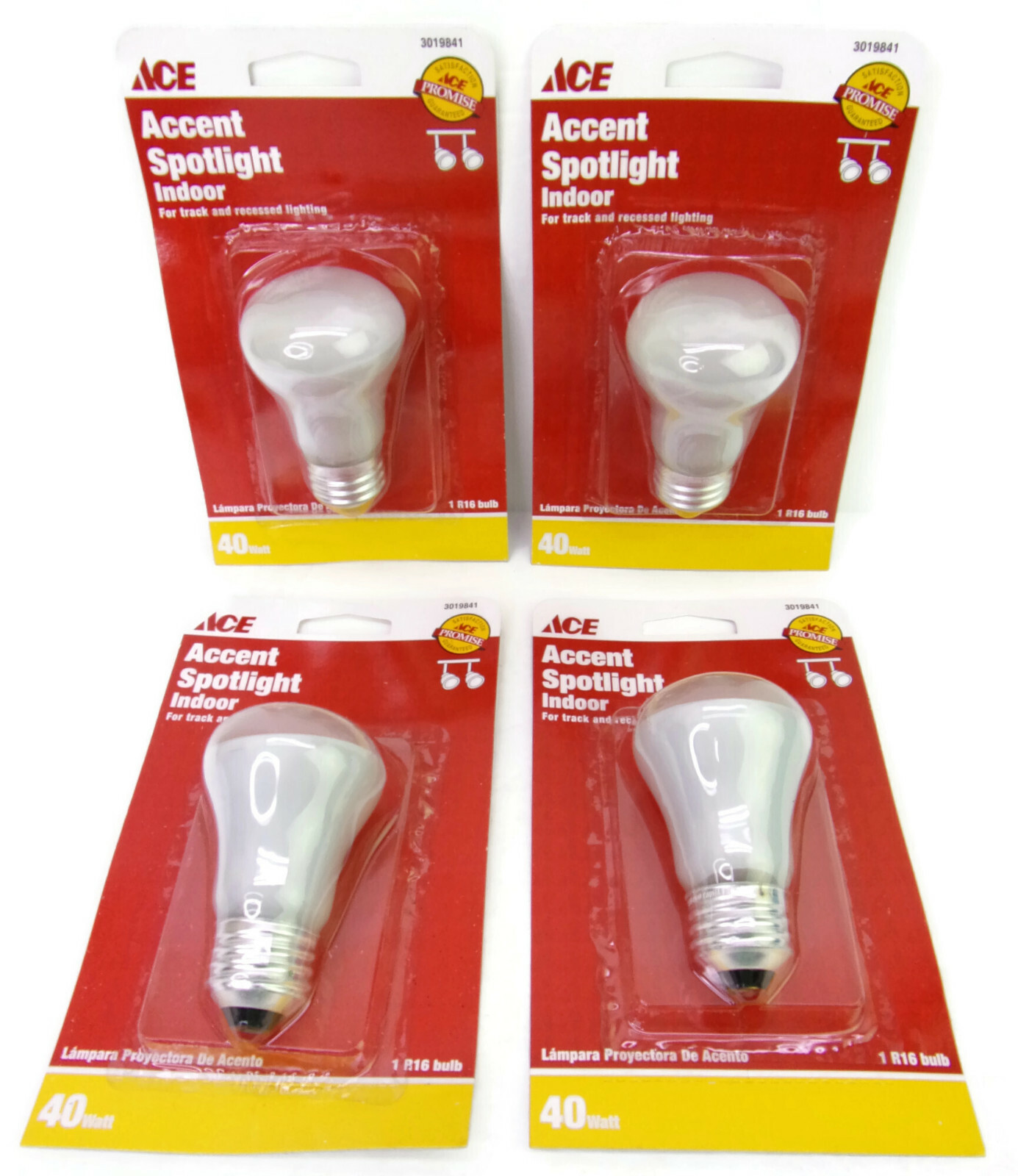4pcs 40W ACE R16 Indoor Accent Spot Light Bulbs Standard Screw Base