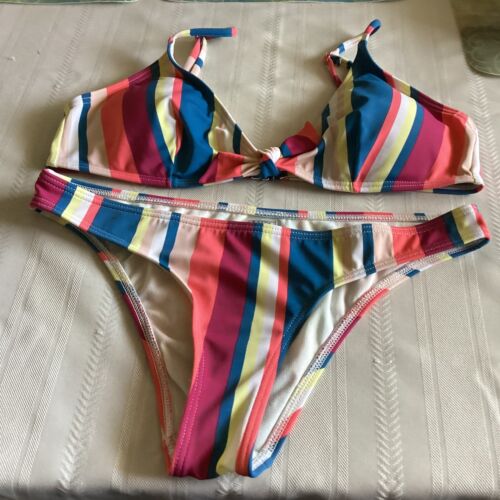 damsel  2 PCs Multicolor Stripe Women’s Bikini Sw… - image 1