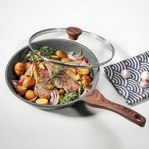 Nonstick Frying Pan Skillet with Lid, Omelet Pan with Cover, Healthy Cooking Che - 第 7/12 張圖片