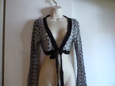 Vtg Ferocious Wms L Long Sleeve Bolero Tie under Bust Sweater