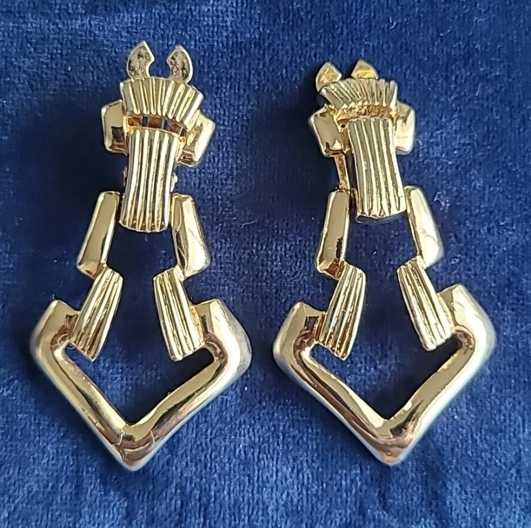 Boucles d'oreilles à clipser de porte vintage années 80 en or Paolo Gucci, bijoux Gucci 