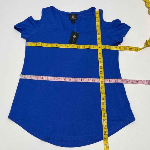 Women's JM Collection Cold Shoulder Top Blue Dragon XS Extra Small - Picture 4 of 9