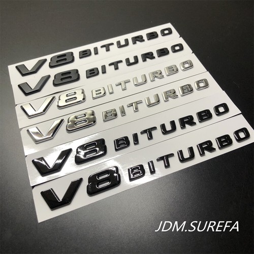 2Pcs Gloss Black V8 Biturbo Emblem Vent Fende Badge For Mercedes-Benz 2017-2022 - Picture 10 of 12