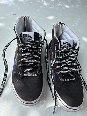 Vans Off The Wall Protect The Tigers Used Kids 2.5 Size Great Pair 