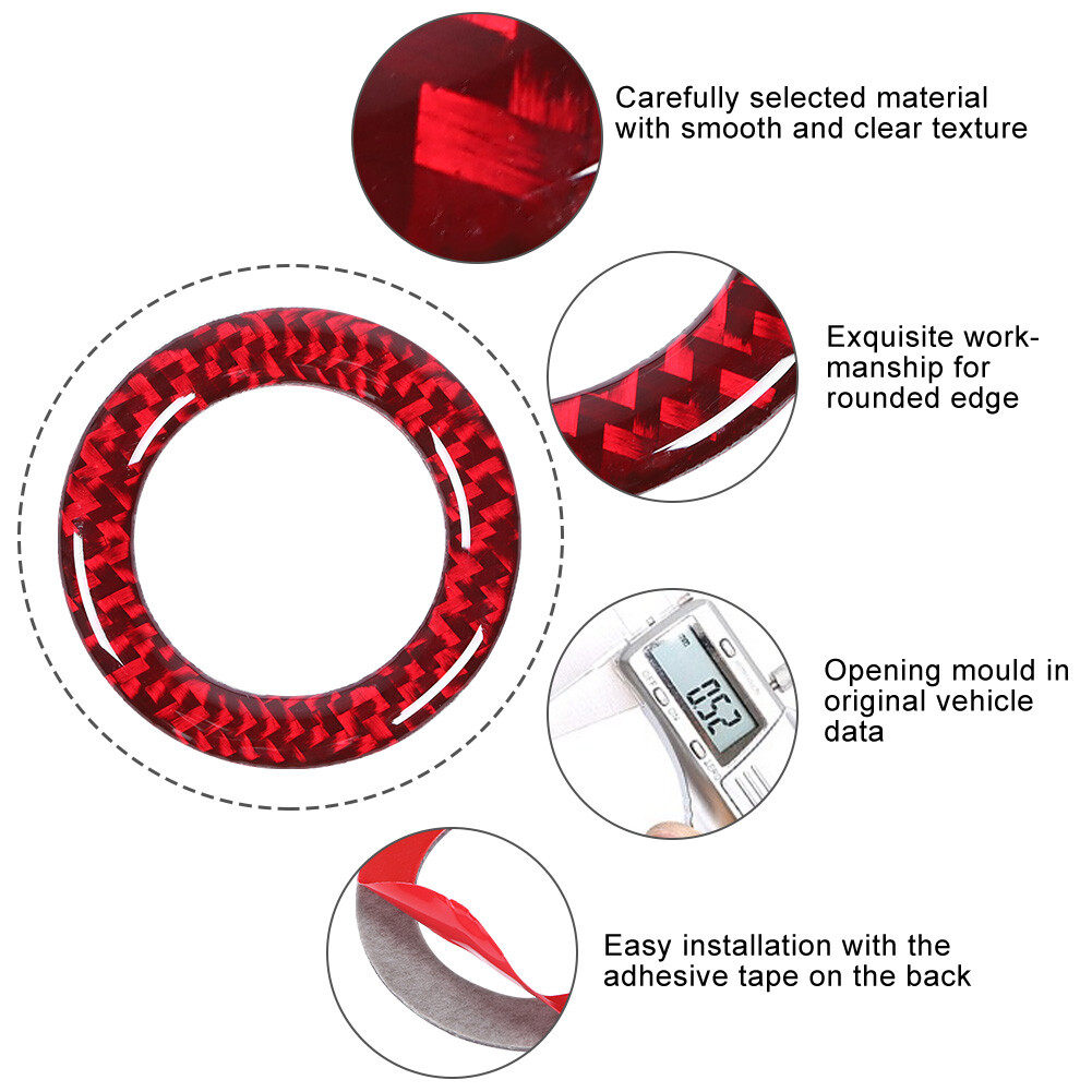 Ignition Key Hole Cover Ignition Switch Ring Trim Carbon Fiber Start