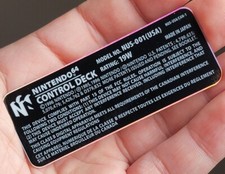 1 NINTENDO 64 N64 CONTROL DECK NUS-001 USA WHITE LETTERS LINES LABEL STICKER