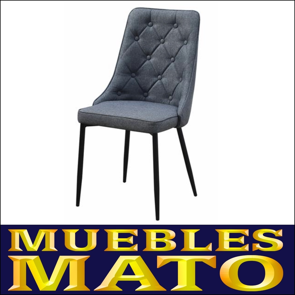 SET 4 SILLAS SONIA GRIS- SILLA COMEDOR COCINA SALON TAPIZADA TELA GRIS