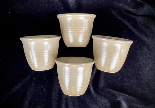 Set of 4 Pfaltzgraff Folk Art Custard Cups Vintage 2 3/4 in. tall Blue Tan USA - Picture 10 of 24