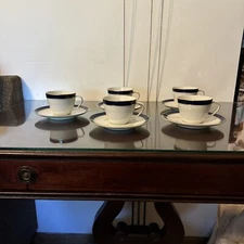 Rare Vtg Mcm Thomas/rosenthal #27 Set Of 5 Cups And Saucers Never Used